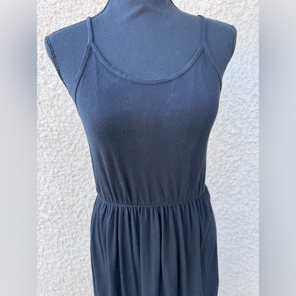 H&M Divided Black Maxi Dress Spaghetti Strap Elastic Waist Flowy Sz S GREAT - Picture 4 of 16